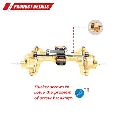 RCAWD Fourth Version Brass SCX24 Front Portal Axles, Wide Axle, Highly Rigid Driveshaft, Thickened Screws for Axial 1/24 SCX24 & AX24 Series Upgrades Parts Gold - color: Front Gold