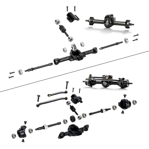 SCX30 Axles with Steel Gears for SCX30 Upgrade Parts | Front and Rear Metal Axles For Axial 1/30 RC Crawler