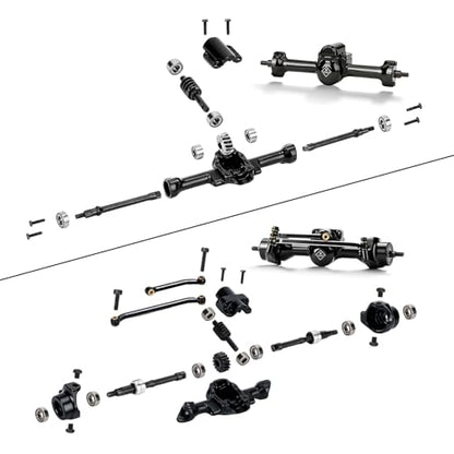 SCX30 Axles with Steel Gears for SCX30 Upgrade Parts | Front and Rear Metal Axles For Axial 1/30 RC Crawler