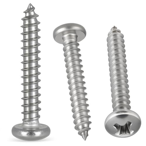 #8 x1 Pan Head Wood Screws, Phillips Drive,304 Stainless Steel, 120 Pack - size: #8 x 1"