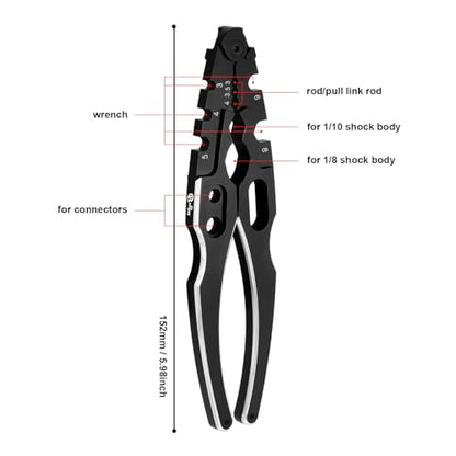 Multifunction RC Shock Absorber Plier with 4PCS Wrench 3.0/3.2/3.5/3.7/4.0/5.0/5.5/6.0mm Turnbuckle Nut Ball Joint Remover for RC Car Boat Model Repair Tool Kit - color: Black & Purple