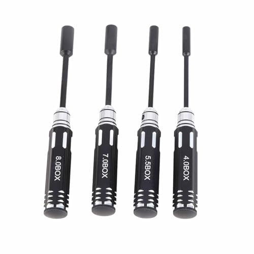 Nut Driver Set for Impact Drill, Hex Socket Set 4.0MM, 5.5MM, 7.0MM, 8.0MM 4pcs Hex Socket Nut Driver Set Nut Driver Bit Set for RC Cars Model Airplanes