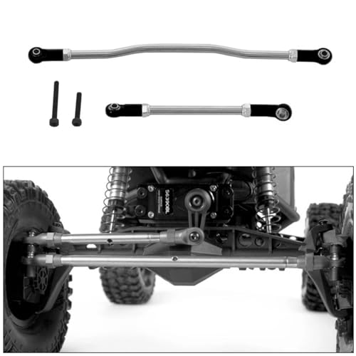 Aluminum Steering Links Kit for Axial Capra 1.9 UTB - 2Pcs Adjustable Servo Link End Rods, Metal Steering Linkage Upgrade for 1/10 RC Crawler Unlimited Trail Buggy (RTR Compatible)