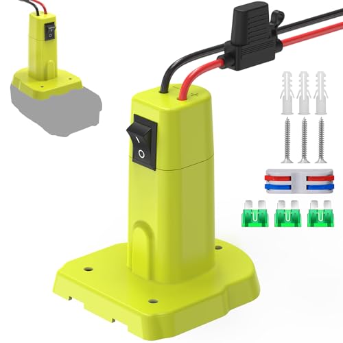 1 Pack Power Wheel Adapter Compatible with Ryobi 18V Battery, Upgraded Battery Converter Kit with Switch, Fuse & Wire Terminals, 12 AWG Wire, Power Connector for DIY RC Car Toys Robotics - color: 1-PACK