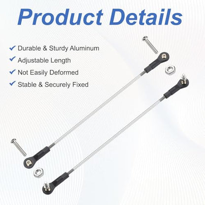 MECCANIXITY 4Pcs Adjustable Turnbuckles Camber Link, 184-194mm Turnbuckle Rod Steering Servo Linkage with M3 Ball Head Rod Ends for RC Car Replace Parts - size: 184-194mm