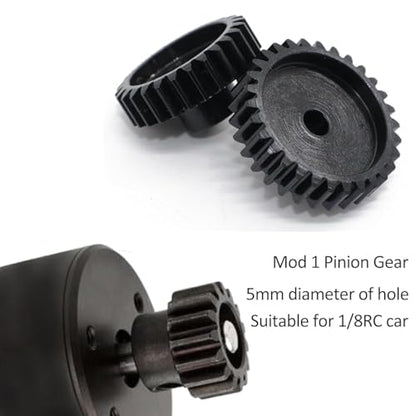 Steel Mod1 5mm Pinion Gear 1PCS, 11-28 M1 Pinion Gear Metal Hardened Steel Fit 5mm RC Motor Shaft with 3.175mm Coupler Compatible with 1/5 1/6 1/8 1/10 1/14 RC Brushless Brush Motor (20T) - size: 20T
