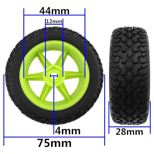 75mm/2.95'' Rubber Tires & Plastic Wheel Rims 12mm Hex w/Foam Compatible with HSP Tamiya HPI Kyosho 1/10 1/12 On-Road RC Touring Car,WLtoys 1/14 144001 RC Buggy (Green) - color: Green