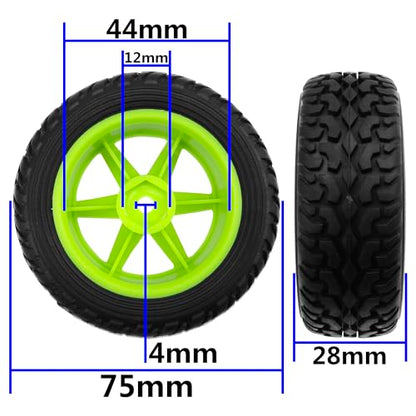 75mm/2.95'' Rubber Tires & Plastic Wheel Rims 12mm Hex w/Foam Compatible with HSP Tamiya HPI Kyosho 1/10 1/12 On-Road RC Touring Car,WLtoys 1/14 144001 RC Buggy (Green) - color: Green