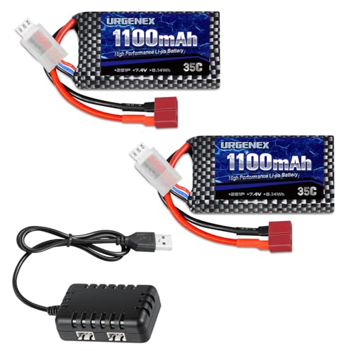 Lipo Battery 7.4V 1100mAh 35C(Burst 70C) Dean-Style T Plug 2S Rechargeable RC Battery Fit for HAIBOXING BEZGAR Truck HBX 16889 16890A 18690SA 3100A HS181 HM181 HM165 Most 1/10 1/16 1/18 RC Car