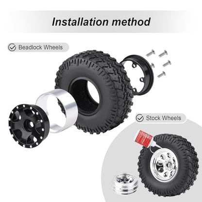 Hobbypark SCX24 Tires 1.0 Rock Crawler for 1/18 TRX4M Axial SCX24 Gladiator Bronco C10 JLU Deadbolt B17 Betty 1/18 1/24 RC Crawler Car, 4PCS (53x18mm) - style: Type E