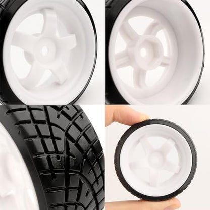 1/10 Scale Hard Plastic RC Drift Tires - 12mm Hex Hub On-Road Touring Racing Wheels Set for HSP Tamiya HPI Kyosho Redcat ExceedRC WLtoys Bald Slick Tire