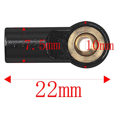 10Pcs ShareGoo M3 Tie Rod End Ball Head Holder Link 3mm Thread Ball Joint Compatible with Tamiya Redcat HSP Traxxas Axial SCX10 1/10 RC Car Truck Boat DIY Robot Airplane,L22mm (Black)