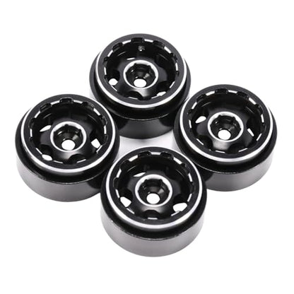RC Models Parts For TRX4M For SCX24 AX24 For FCX24 Enduro24 1/24 1/18 4Pcs Aluminum 1.0 Beadlock Wheel Rims With Negative Offset RC Car Crawler Upgrade(Black) - color: Black