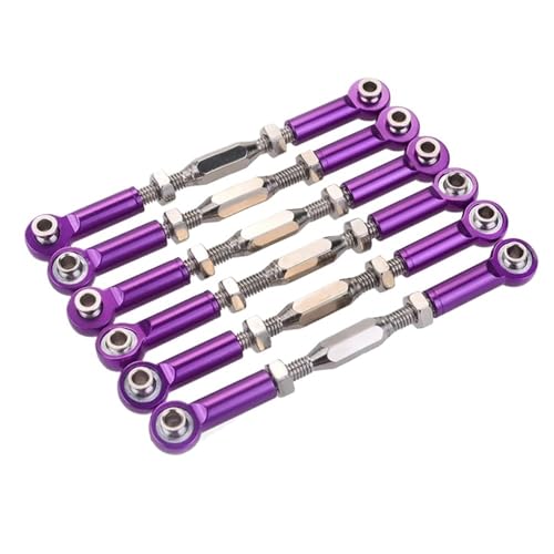 Purple Aluminum Turnbuckle Rod Steering Linkage 6Pcs 71-86mm Compatible with 1/10 Scale RC Trucks
