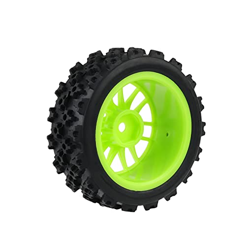 Green RC 1:10 Scale On-Road Tires Wheel Rims | 4 X, Hex 12MM, Crossing Rubber - color: Green