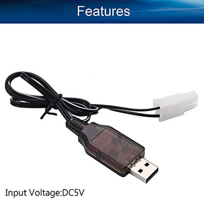 Heyiarbeit L6.2-2P USB Power Charging Cable for RC Car 4.8 V 250mA Ni-MH Ni-CD Battery 1pcs - size: L6.2-2P 1Pcs
