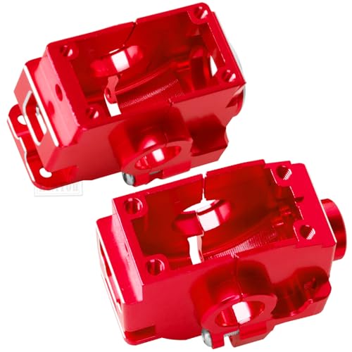 Transmission Case Gearbox Upgrades Part for 1/10 Slash/Stampede/Hoss/Rustler VXL 4X4,Aluminum Front Rear Transmission Case Gearbox Hops Ups,Red - color: Red - Upgrades
