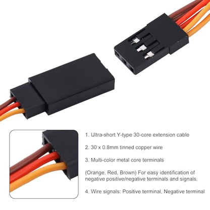 6pcs Servo Y Splitter Cable, 3.15in/8cm 1 Female to 2 Male Extension Harness Cord Splitter Wire Replacement for JR/Futaba Used on RC Cars Drones Boats Airplane Models
