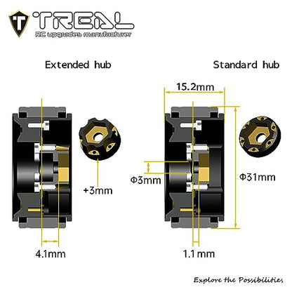 TREAL 1.0 Beadlock Wheels Brass Crawler Wheel Rims Weight (4P) Removable Hubs Upgrades for SCX24 AX24 FCX24 TRX4M 1/24 1/18 RC Crawler, 50g/pc (Type C) - style: Type C