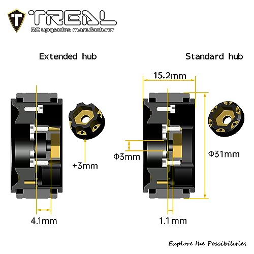 TREAL 1.0 Beadlock Wheels Brass Crawler Wheel Rims Weight (4P) Removable Hubs Upgrades for SCX24 AX24 FCX24 TRX4M 1/24 1/18 RC Crawler, 50g/pc (Type C) - style: Type C