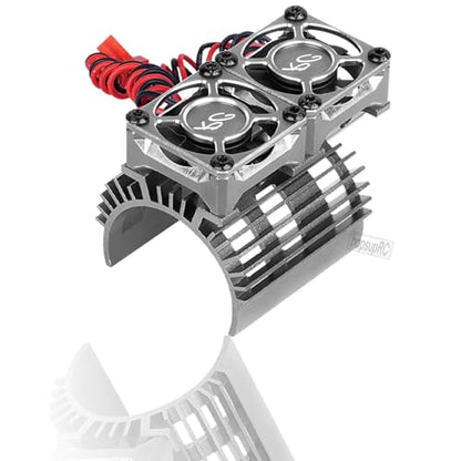 Motor Cooling Fan Upgrades Part 1/8 RC Car 40mm 42mm Brushless Motor,Motor Cooling Fans Surpass Hobby Twin 30mm RC Car Motor Fan with Metal Cover 4068 4274 Brushless Motor Heatsink,Titanium