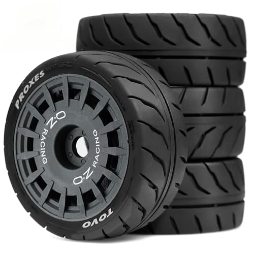 1/10 RC On Road Tires OD 2.68" And Plastic Rally Wheels Rims 12mm Hex for 1:10 Scale Drift Racing Street Touring Car Tamiya TT01 TT02 Traxxas XV02 XV01 TA06 HPI KYOSHO PTG2 A959 4PCS (Black) - color: Black