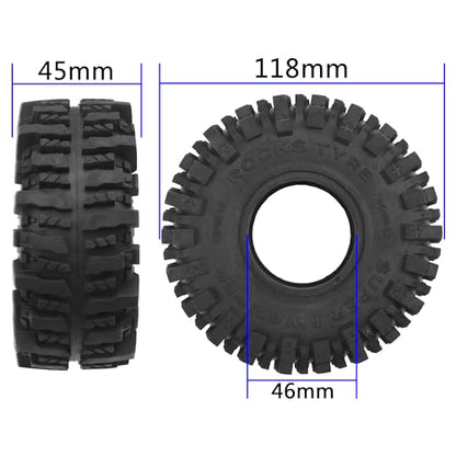 4Pcs Vgoohobby RC 1.9 Crawler Tires 4.64 Inch OD Rubber Tires 118 * 45mm Compatible with Traxxas TRX4 TRX6 Axial SCX10 Redcat Gen7 RC4WD 1/10 RC Crawler 1.9" Beadlock Wheel Rims