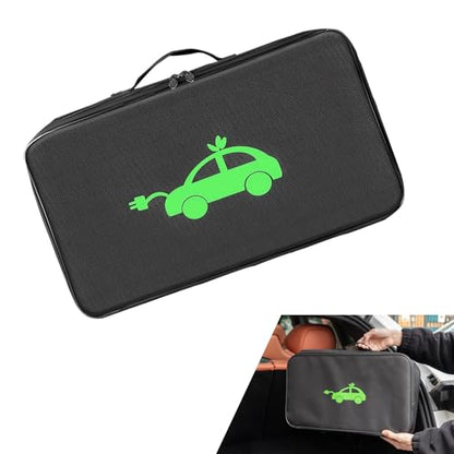 EV Charging Cable Storage Bag, Portable Rectangle Car Charger Cable Organizer Bag, Easy-clean Cord Hoses Carry Case, Universal for EV Cars (Black)