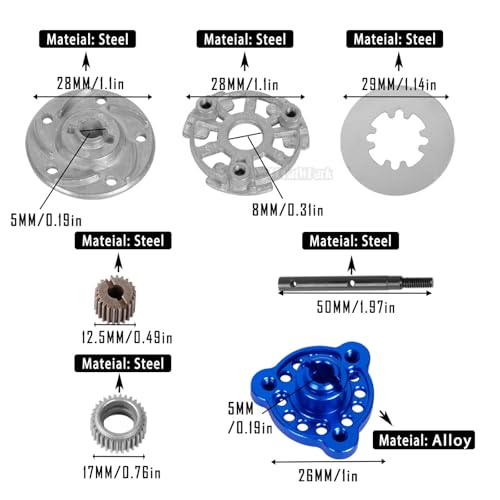 RC Upgrades Part for 1/10 Slash/Rustler/Stampede/Bandit 2WD (VXL) Drag Slash/Bigfoot,Transmission Gearbox & 48P Gear & Slipper Clutch Kit Pressure Plate & Complete Differential,Navy Blue - color: Navy Blue - (Upgrades Gearbox)