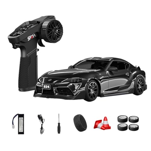 1:24 Scale RC Drift Car with Gyro Stability, 2.4GHz 4WD Proportional Control High-Speed Drift Racing Car with LED Lights & Dual-Mode Tire Switch (Racing & Drift) for Adults (Q6 Chrome Plated/D24-01) - color: Q6 Chrome Plated, size: D24-01