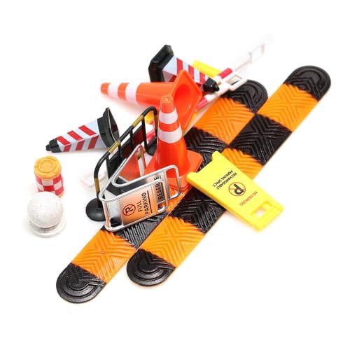 Mini Traffic Signs and Speed Bumps for 1/18 1/24 1/30 RC Cars | Miniature Plastic Road Cones, Parking Signs, Speed Bump,Garage Diorama, Scene Setup & Decoration,Simulated Traffic