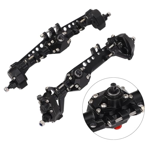 Front and Rear Portal Axle Complete Set, High Strength Aluminum Alloy Stainless Steel Metal Axle Assembly for 1/10 RC Crawler Car Enhanced Stability and Durability