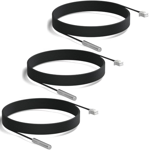 DROK 10K Temperature Sensor Probe 3pcs, 3 Meter Waterproof Temp Sensor Probe, Stainless Steel 3950 NTC Temp Sensor Probe, Digital Temperature Transmitter Extension Cable - size: 3-Meter/9.8ft