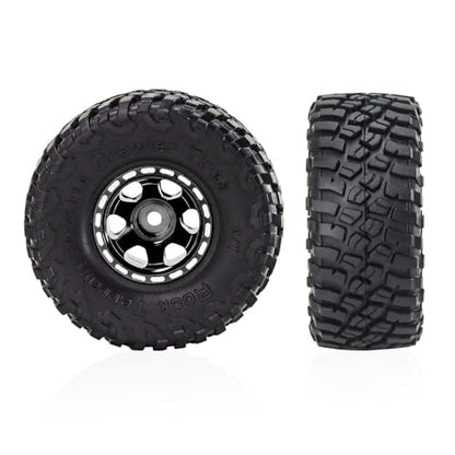 1.0 Beadlock Wheels and Tires Crawler Wheel Set for RC 1/24 Axial SCX24 Gladiator Bronco C10 Deadbolt AX24 FCX24 1/18 TRX4M Upgrade Parts (Style 1)