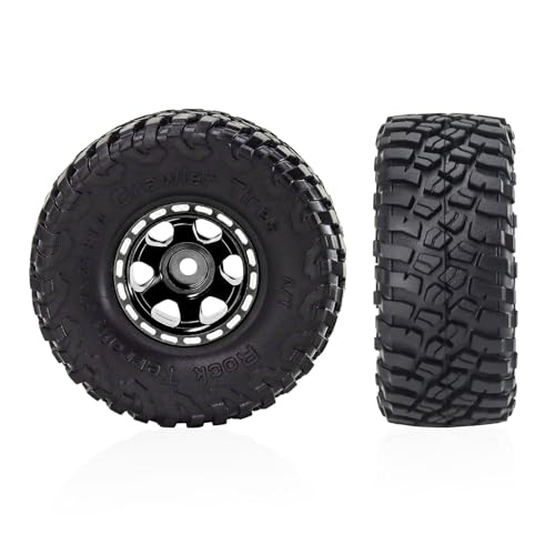 1.0 Beadlock Wheels and Tires Crawler Wheel Set for RC 1/24 Axial SCX24 Gladiator Bronco C10 Deadbolt AX24 FCX24 1/18 TRX4M Upgrade Parts (Style 1)