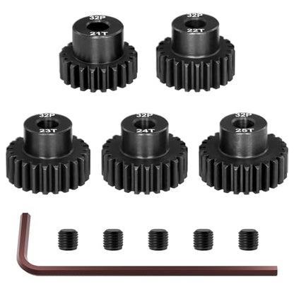 OGRC 32P 21T 22T 23T 24T 25T Pinion Gear for 1/8 1/10 RC SCT Buggy Monster | 0.8 Mod, 5mm Shaft, Hardened Steel, Fits 3660, 3665, 3670, 4068, and 4074 Series Motor - size: 21T 22T 23T 24T 25T