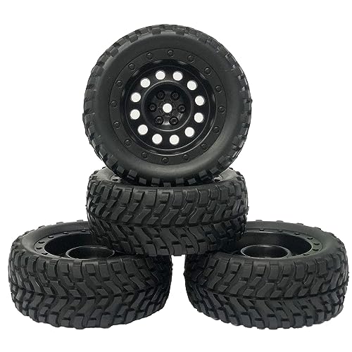 4PCS 75mm Rubber Tyres Tires with Foam Inserts and Plastic Wheel Rims 12mm Hex for 1/10 On-Road RC Drift Touring Car 1/14 1/16 1/18 Rally Car Replacement Parts(V-Black) - color: V-black