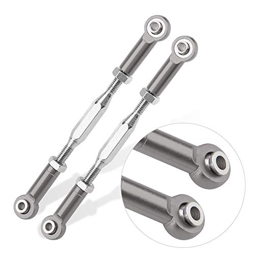 RC Truck Steering Rods, 2 Pcs Aluminium Alloy Steering Linkage Rods for Slash 1/10 Scale RC Truck Remote Control Car Spare Part Accessory (Grey)
