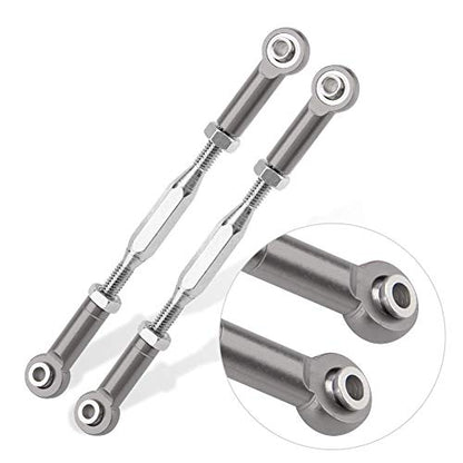 RC Truck Steering Rods, 2 Pcs Aluminium Alloy Steering Linkage Rods for Slash 1/10 Scale RC Truck Remote Control Car Spare Part Accessory (Grey)