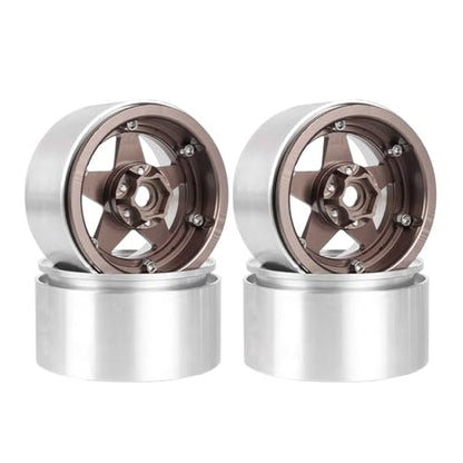 Aluminum 2.2" Beadlock Wheel Offset -10mm Metal Rims for SCX10 RR10 TRX4 VS4-10 Gen8 1/10 RC Crawler Car Upgrade Parts (5-Spoke, Bronze) - color: 5-spoke, Bronze