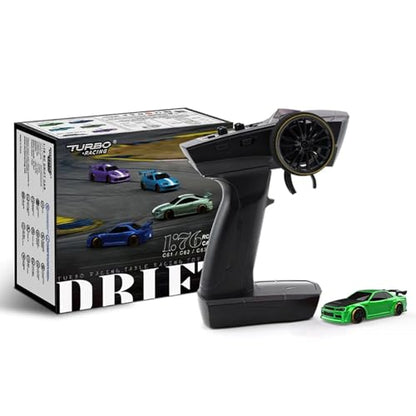 1:76 Turbo Racing Scale RC Sport Car, Table Racing Remote Control Mini Model Car Full Proportional RTR Kit Toys (C64-Green) - color: C64-green