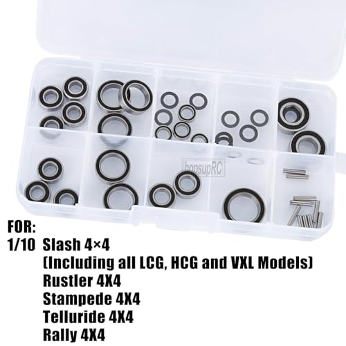 RC Sealed Bearings Kit Upgrade Parts for 1/10 Slash 4WD LGC,Slash/Rustler/Stampede/Telluride/Rally 4X4 (VXL).Black. - color: Black(for 1/10)