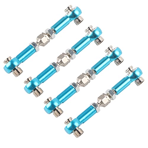 4Pcs Aluminum Alloy Steering Linkage Rods Upgrade Fit for HSP 94122 94123/10 RC Cars, Metal Arms Replacement Parts Red Blue - color: Blue