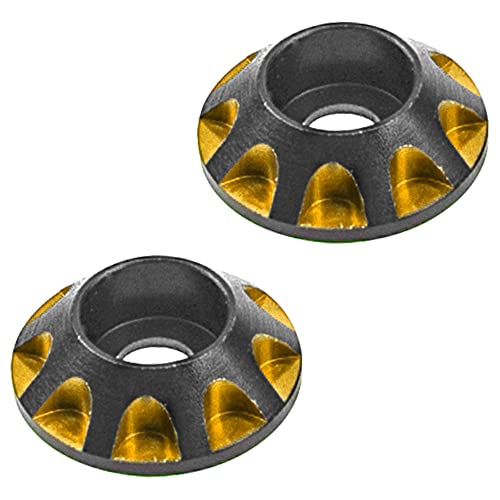 2Pcs HIRCQOO 1/10 RC Wing Buttons RC Metal Rear Wing Buttons Gasket OD 11mm Compatible with HPI HSP Redcat Traxxas Axial 1/10 RC Off Road Truck Buggy Racing Car (Yellow) - color: Yellow