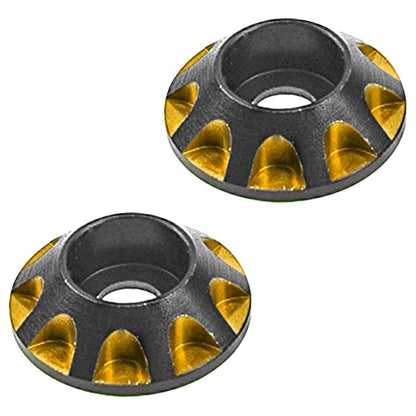 2Pcs HIRCQOO 1/10 RC Wing Buttons RC Metal Rear Wing Buttons Gasket OD 11mm Compatible with HPI HSP Redcat Traxxas Axial 1/10 RC Off Road Truck Buggy Racing Car (Yellow) - color: Yellow