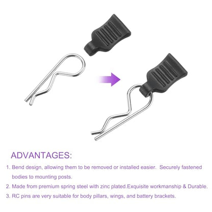 DMiotech 30Pcs Body Clips Pins with Pull Tabs, Black Universal RC Cars Parts Shell Replacement Parts for 1/16 1/18 Scale RC Car