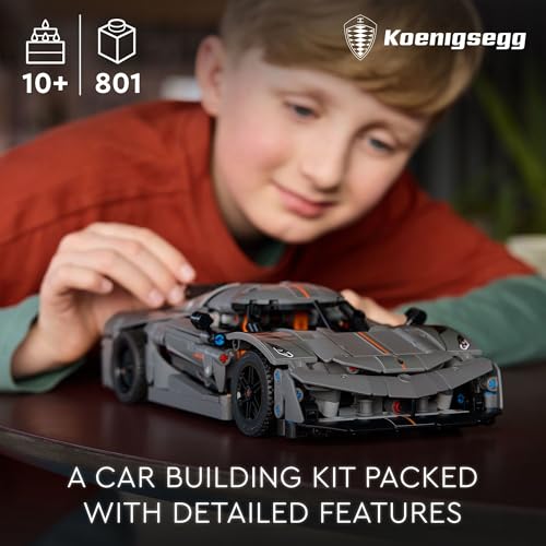 LEGO Technic Koenigsegg Jesko Absolut Grey Hypercar, Sports Car Building Set for Boys and Girls, Vehicle Racing for Kids, Buildable Model Kit, Sport Car Toy, Motor Enthusiasts’ Gift, 42173