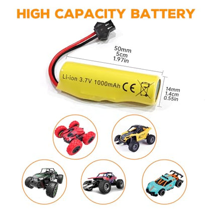 sea jump 5PCS 3.7V 1000mAh Li-ion Battery with 5in1 Charger for TB202 TB201 TM201 TM202 TC141 DE35 DE38 DE40 DE50 DE84 S767 SL-356A 1220A RC Stunt Car RC Toy Car RC Rolling Car Battery