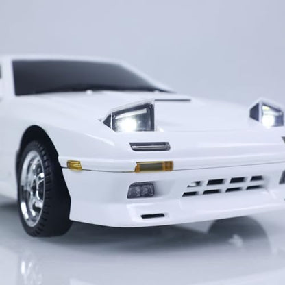 US in Stock, 1/18 Rx7 RC Racing Car RWD Gyroscope Wireless Control Drift Vehicles Light System Motor Servo ESC(White) - color: White