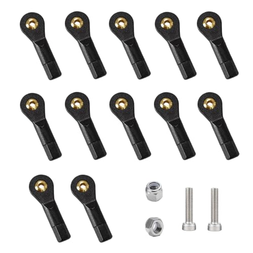 12Pcs M2 Lever Steering Linkage Tie Rod End Ball Head Joint Rod Ends for RC Airplane KT Model Plane Parts with Screw and Nut